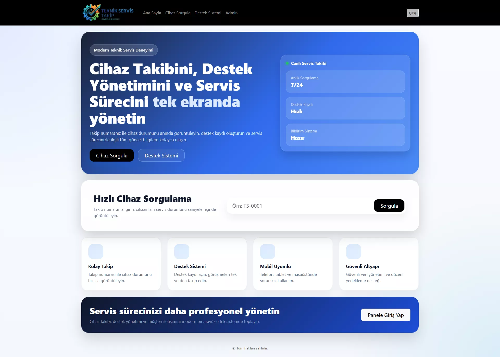 Teknik Servis Yazılım Scripti PHP ( Ücretsiz )